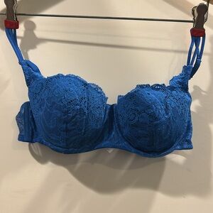 Victoria's Secret Vintage Blue Lace scalloped mesh padded Underwire Bra size 34B
